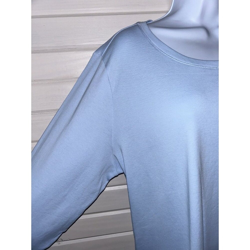J Jill Sz XL Light Blue Pima Cotton Ballet Sleeve Tee Soft Scoop Neck Peru EUC - Picture 3 of 8